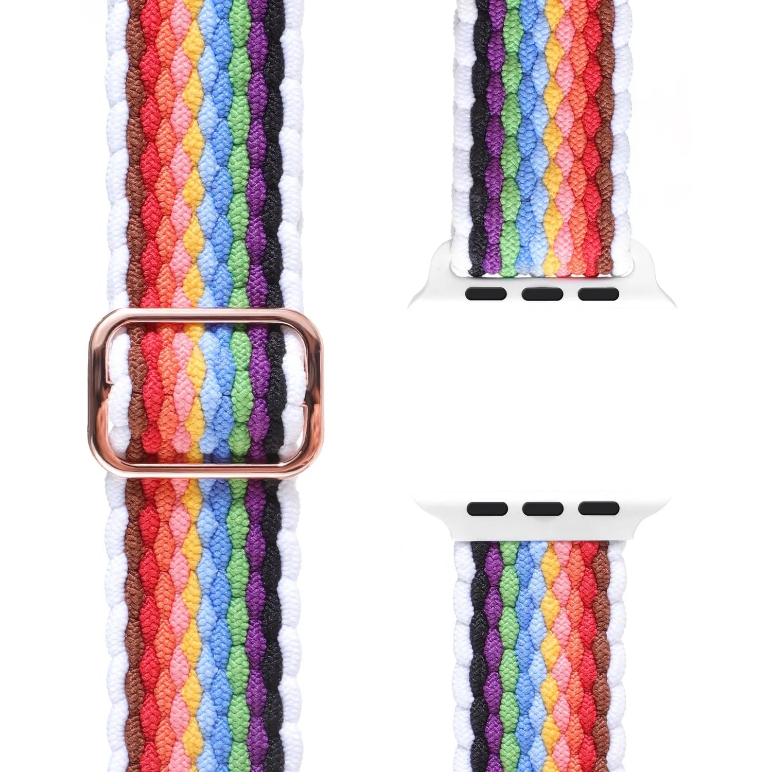 Adjustable Apple Watch Braided Loop#color_White rainbow