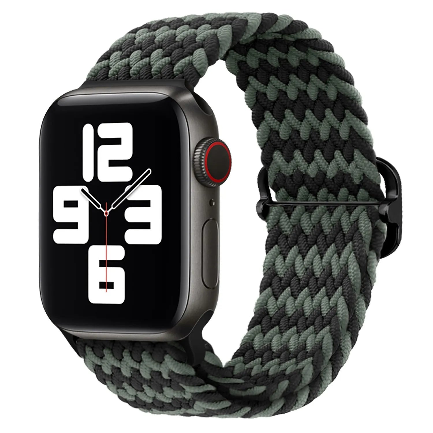 Adjustable Apple Watch Braided Loop#color_black/green