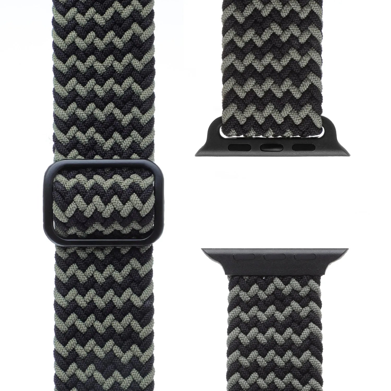 Adjustable Apple Watch Braided Loop#color_black/green
