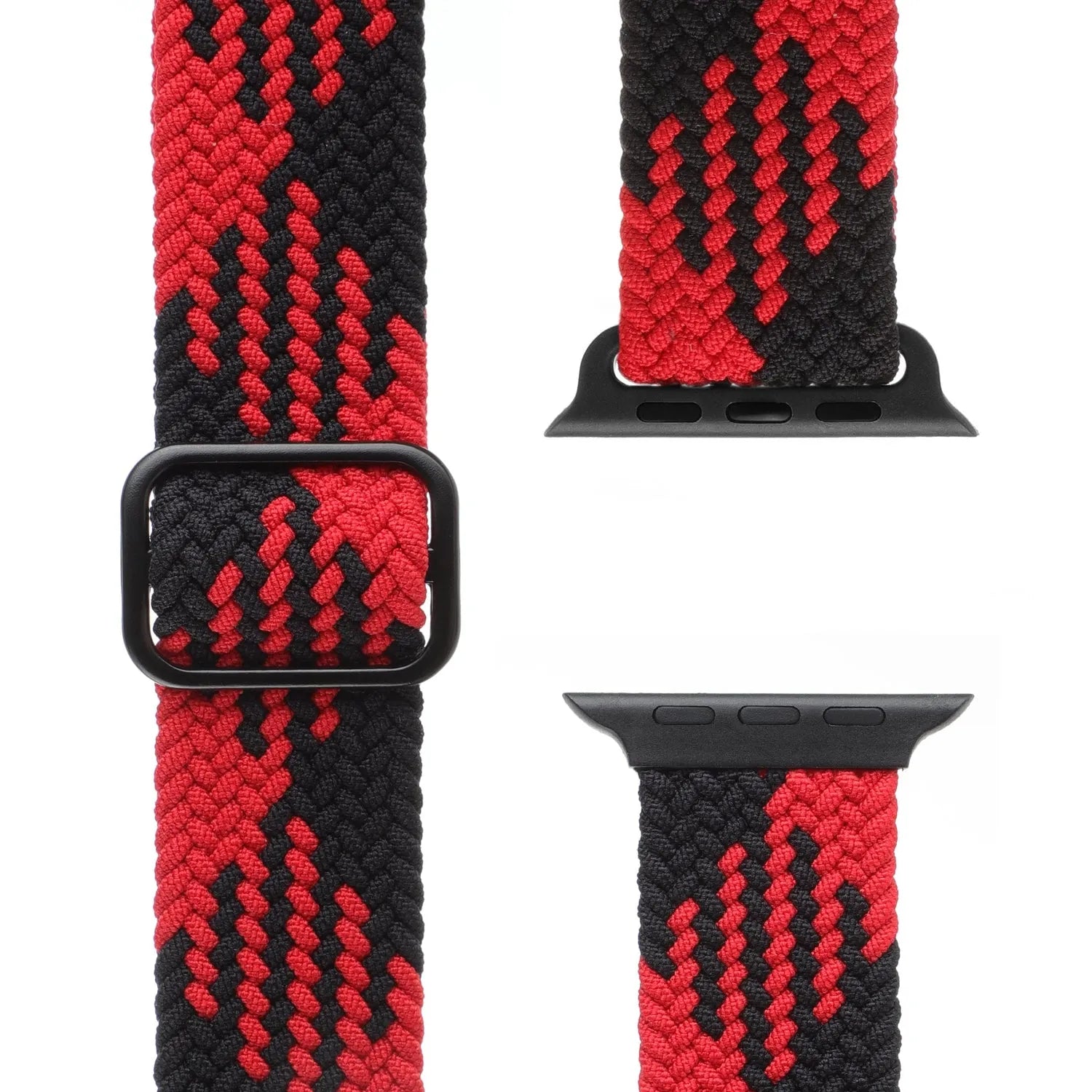 Adjustable Apple Watch Braided Loop#color_black/red