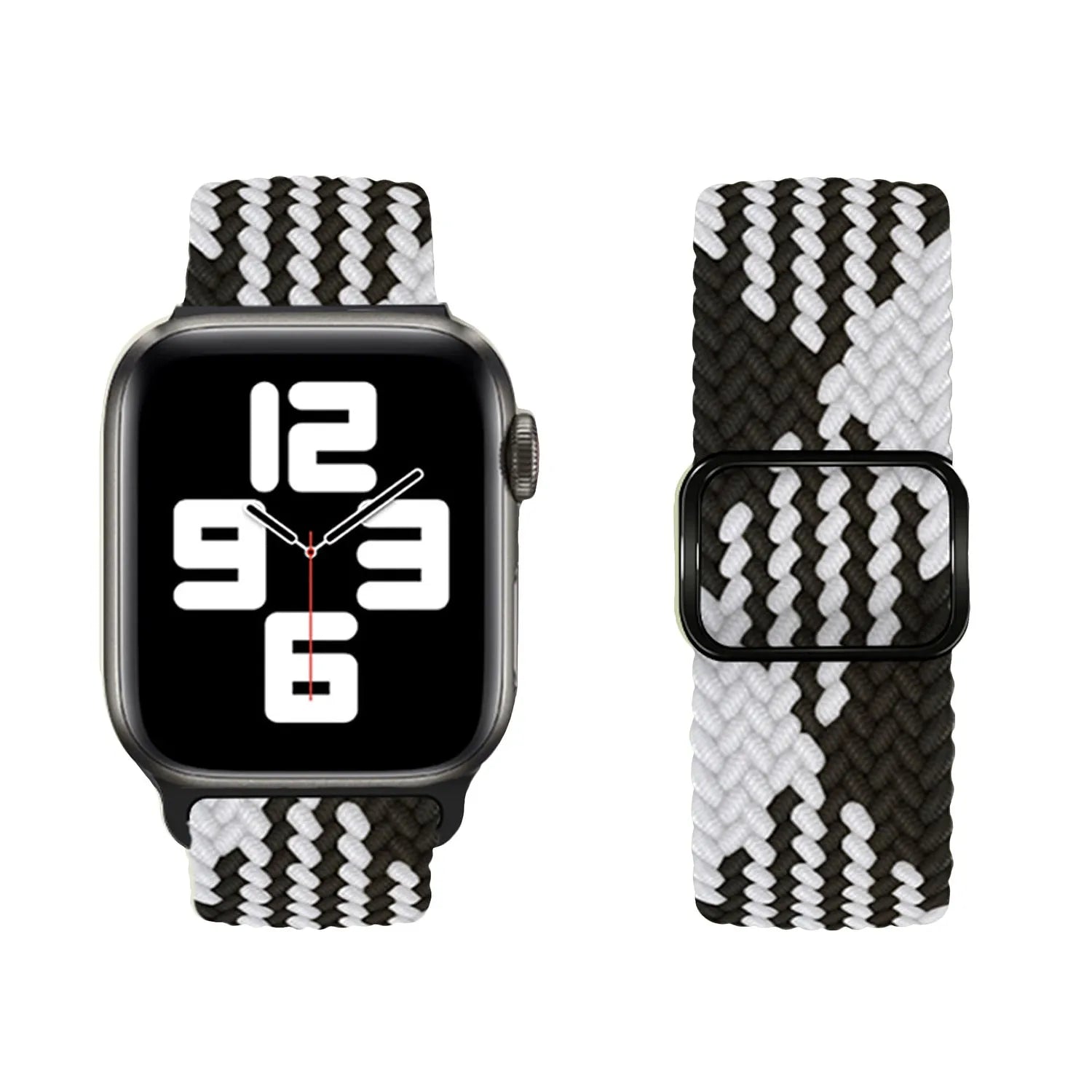 Adjustable Apple Watch Braided Loop#color_black/white