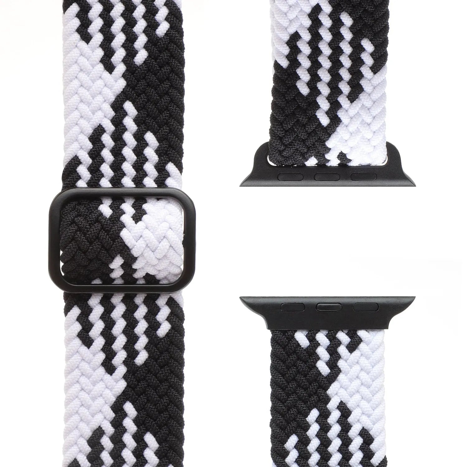 Adjustable Apple Watch Braided Loop#color_black/white