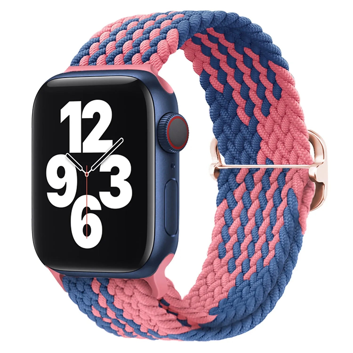Adjustable Apple Watch Braided Loop#color_blue/pink