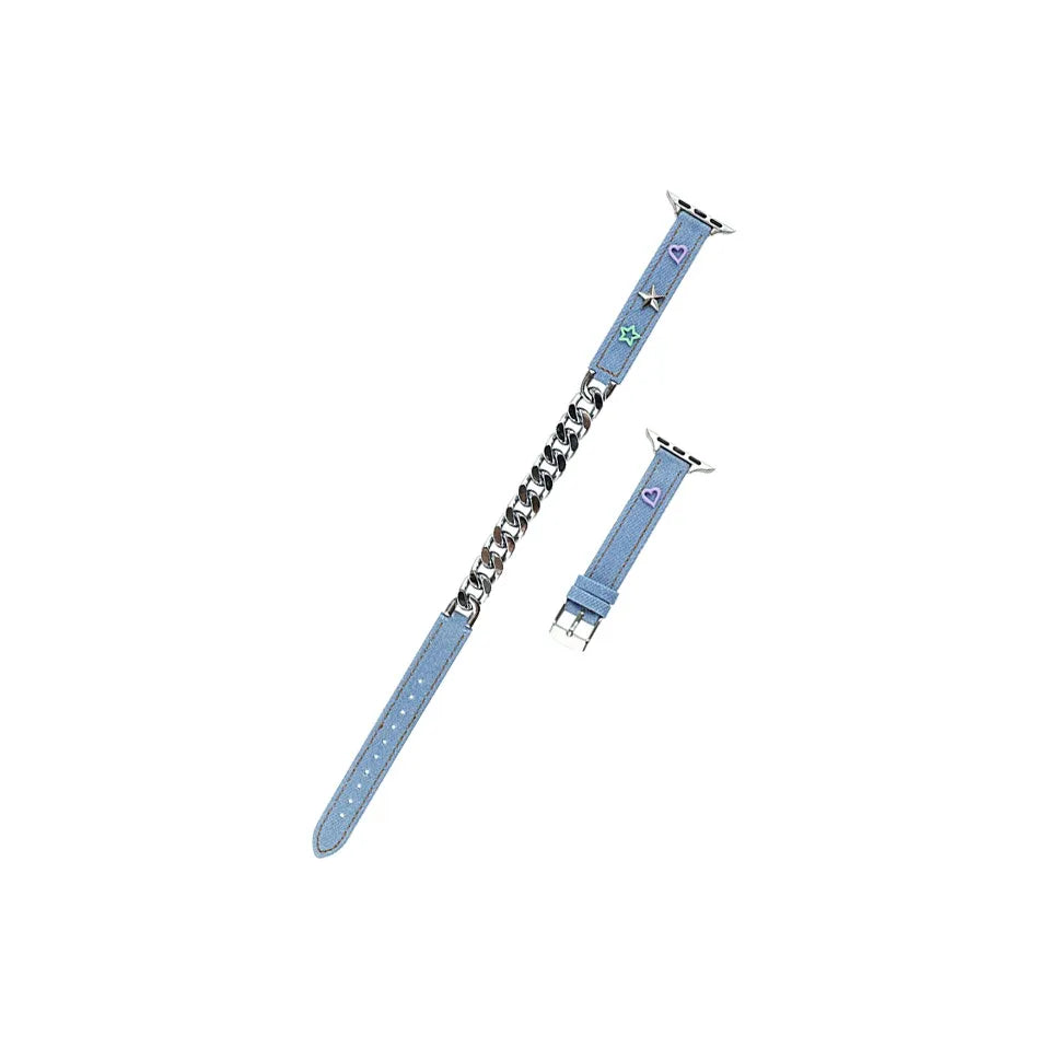 Apple Watch Leather Strap | Double Tour Denim Chain