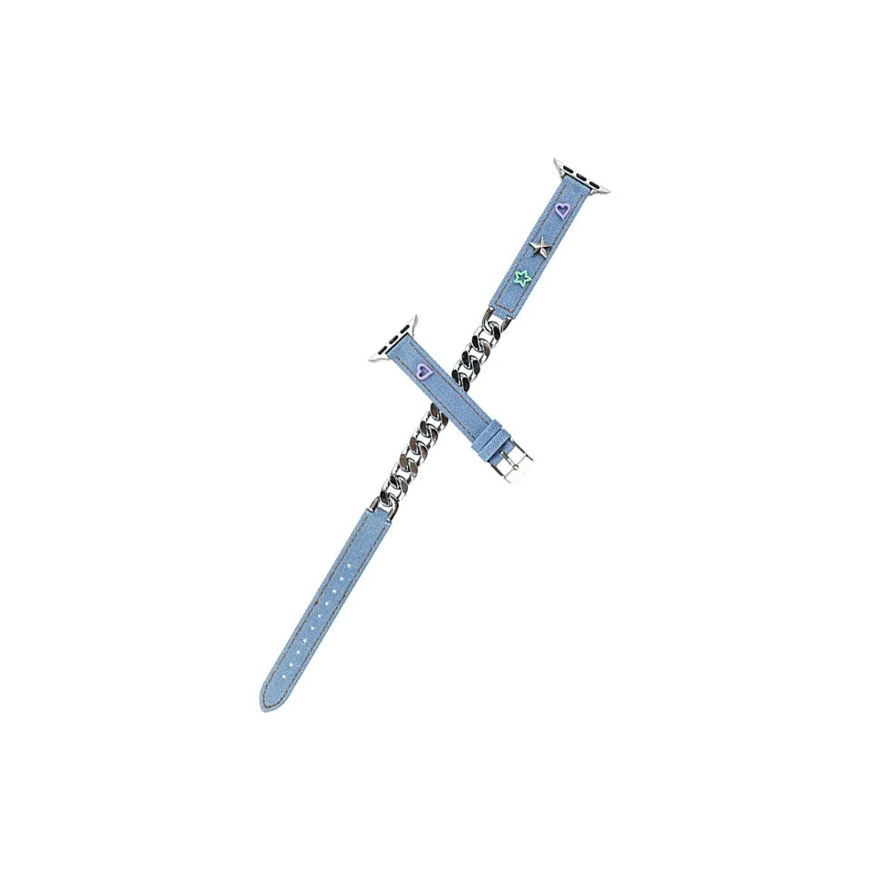 Apple Watch Leather Strap | Double Tour Denim Chain