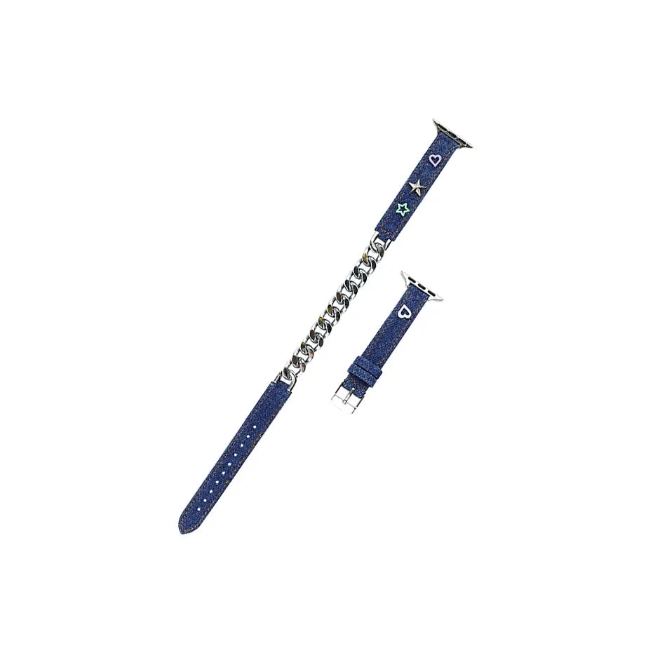 Apple Watch Leather Strap | Double Tour Denim Chain