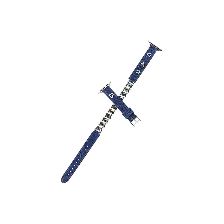 Apple Watch Leather Strap | Double Tour Denim Chain