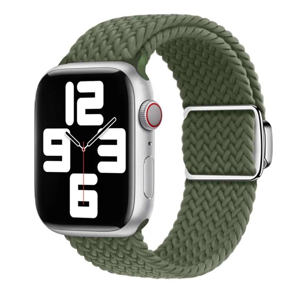 Apple Watch Magnetic Buckle Braided Loop#color_dark green