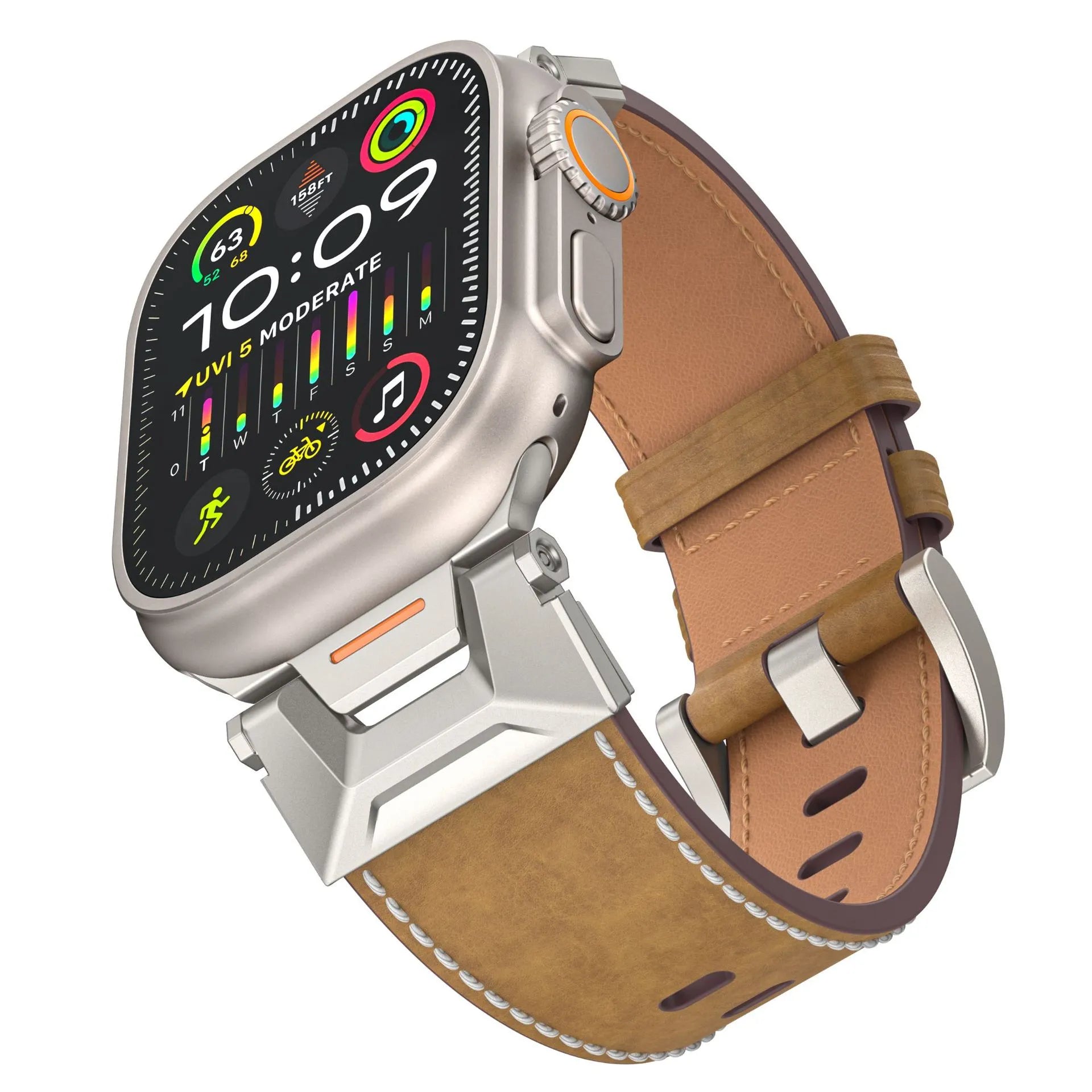 Apple Watch Ultra mech band#color_titanium light brown