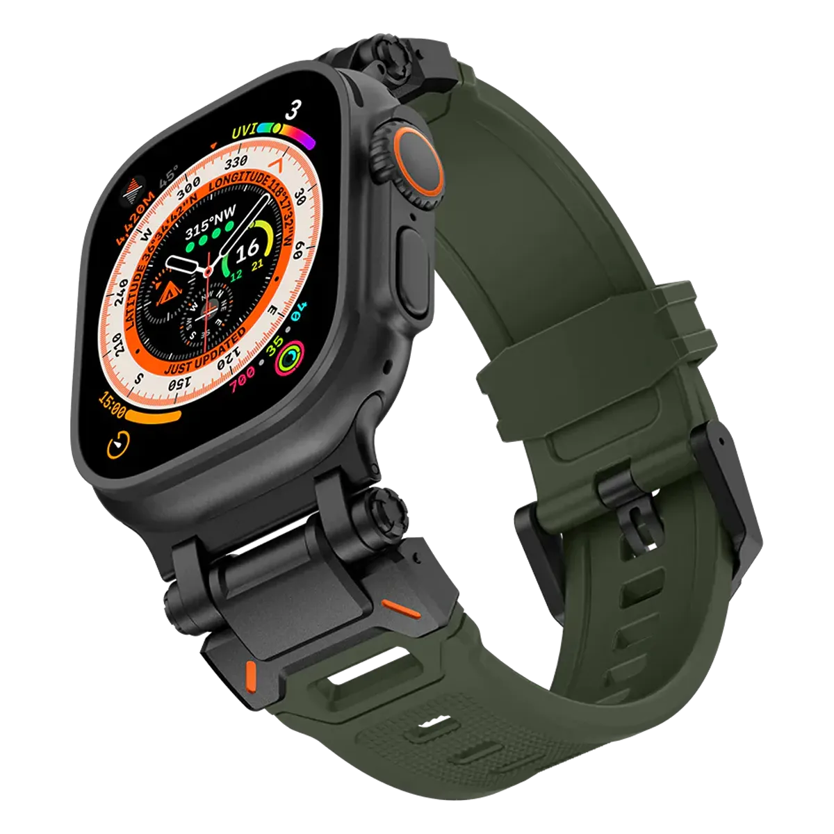Apple Watch Ultra mech band#color_black green