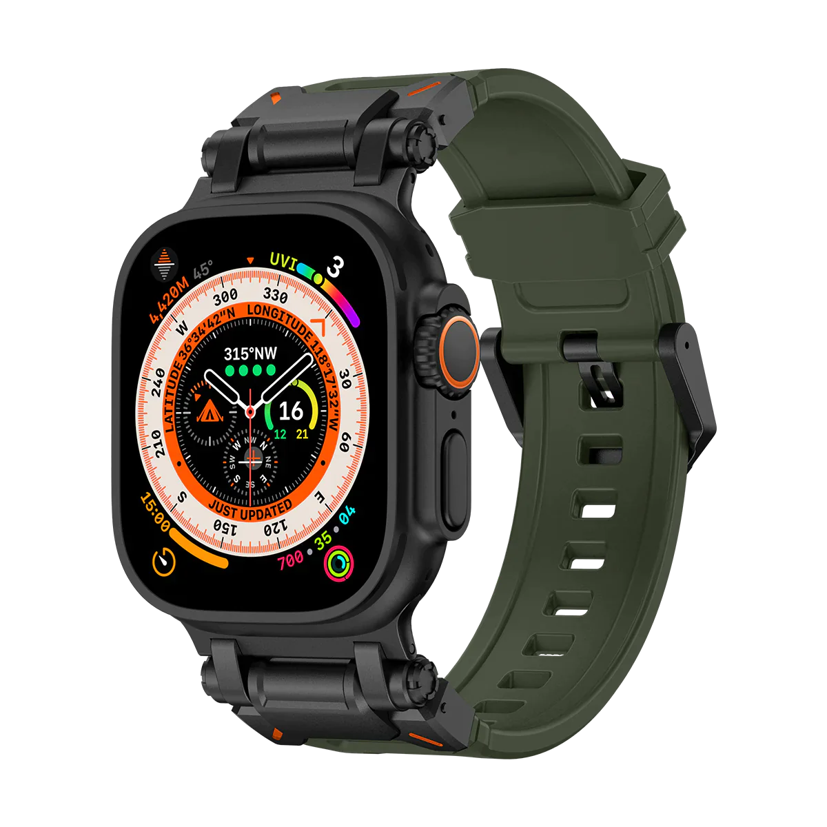 Apple Watch Ultra mech band#color_black green