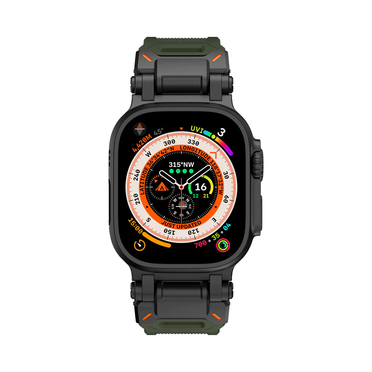 Apple Watch Ultra mech band#color_black green