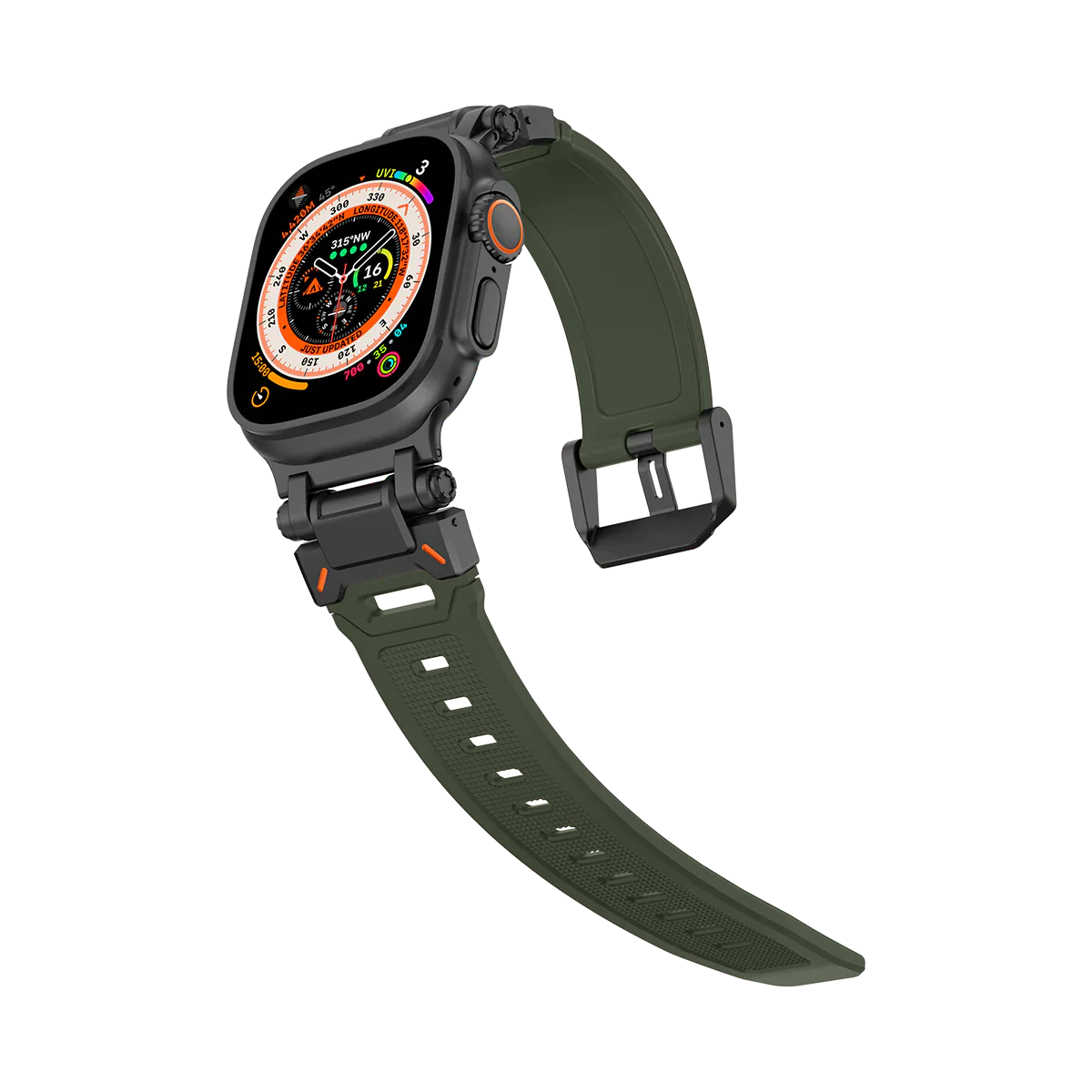 Apple Watch Ultra mech band#color_black green