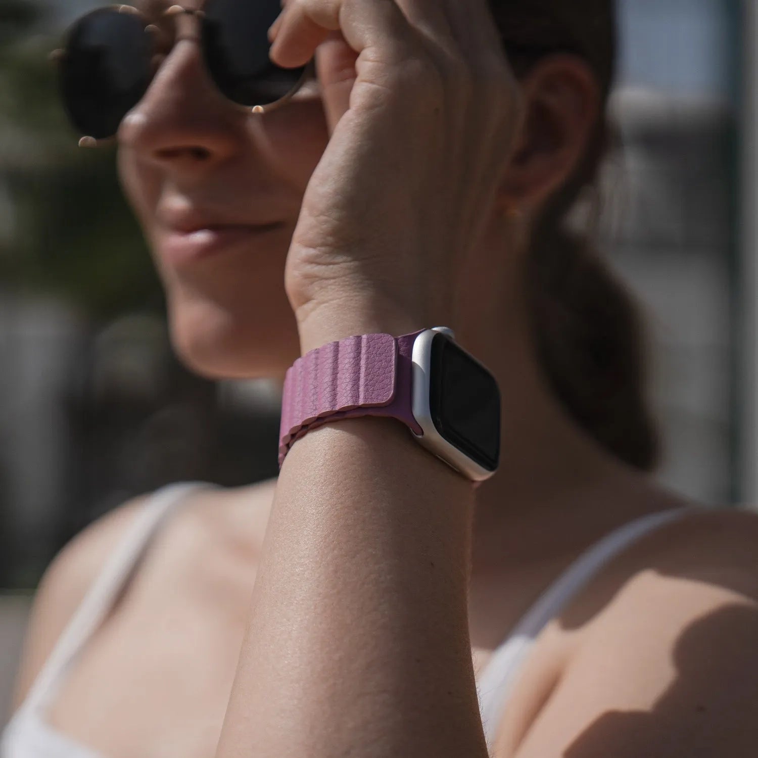 Apple Watch magnetic leather loop#color_lilac purple