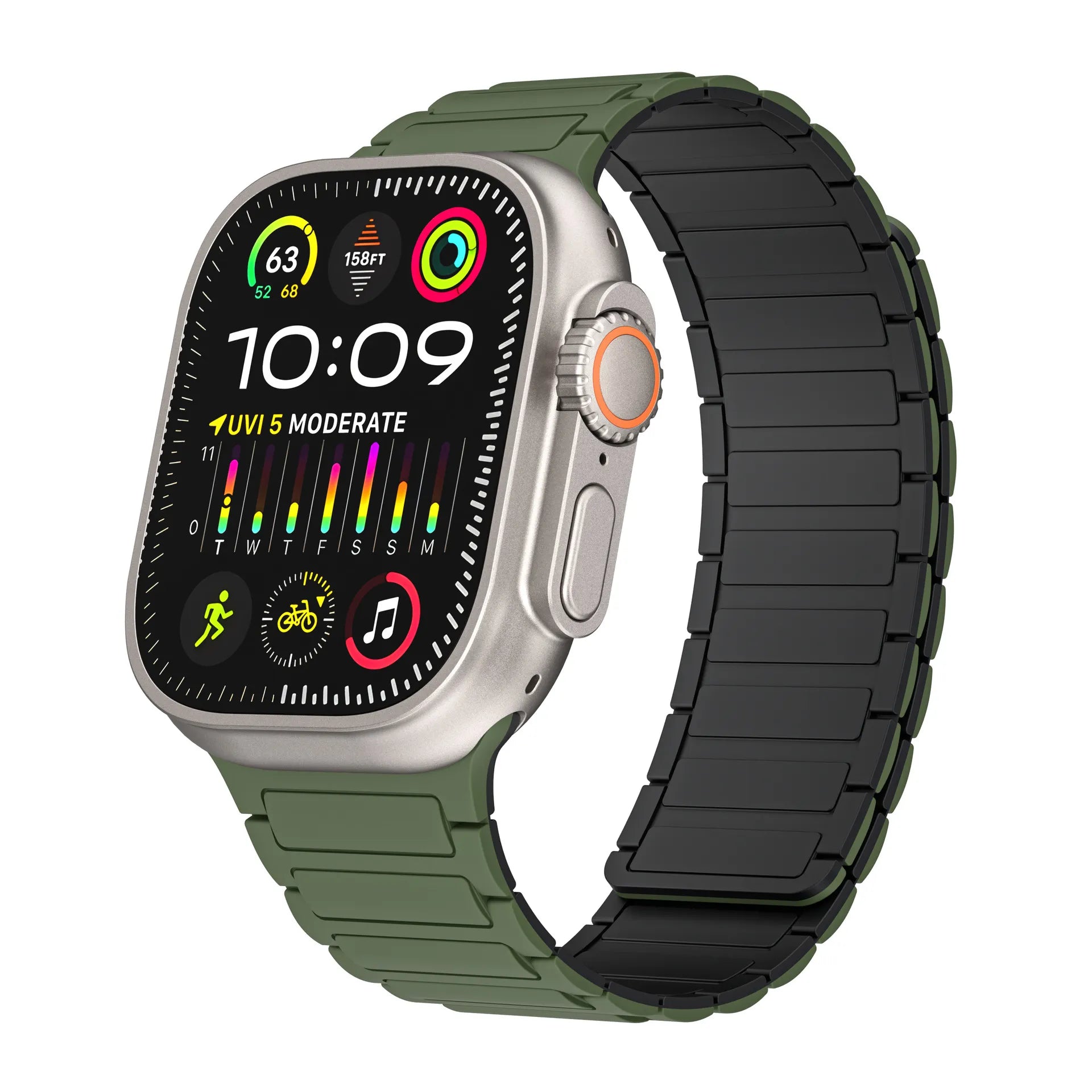 Apple Watch Magnetic Silicone Band#color_green black