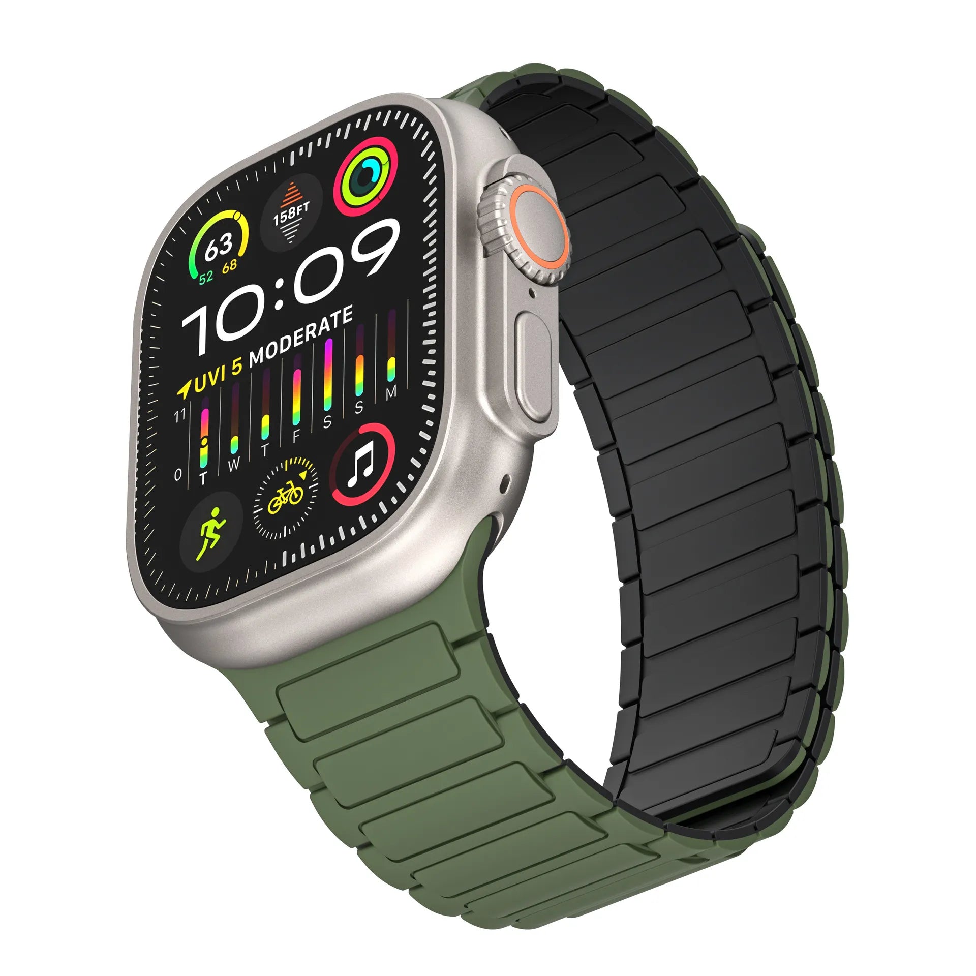 Apple Watch Magnetic Silicone Band#color_green black