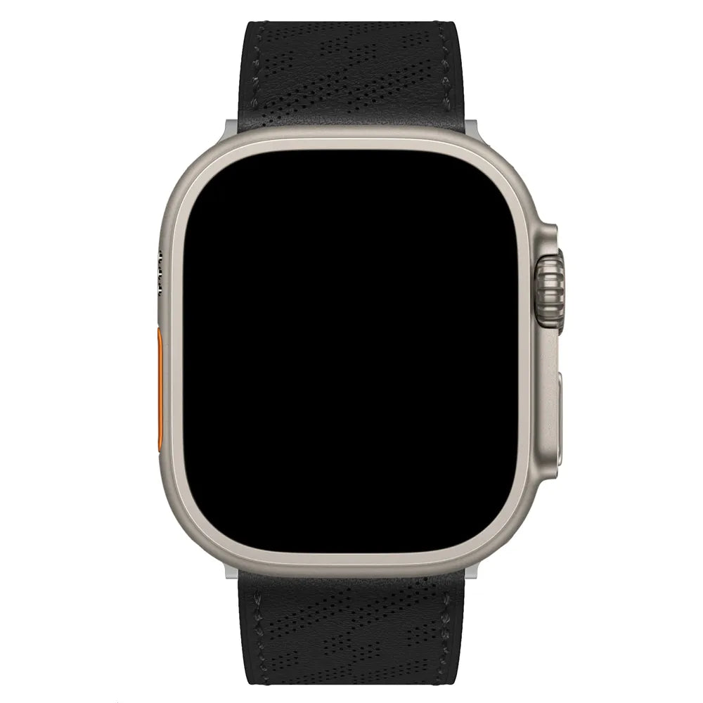 breathable Apple Watch leather band#color_black