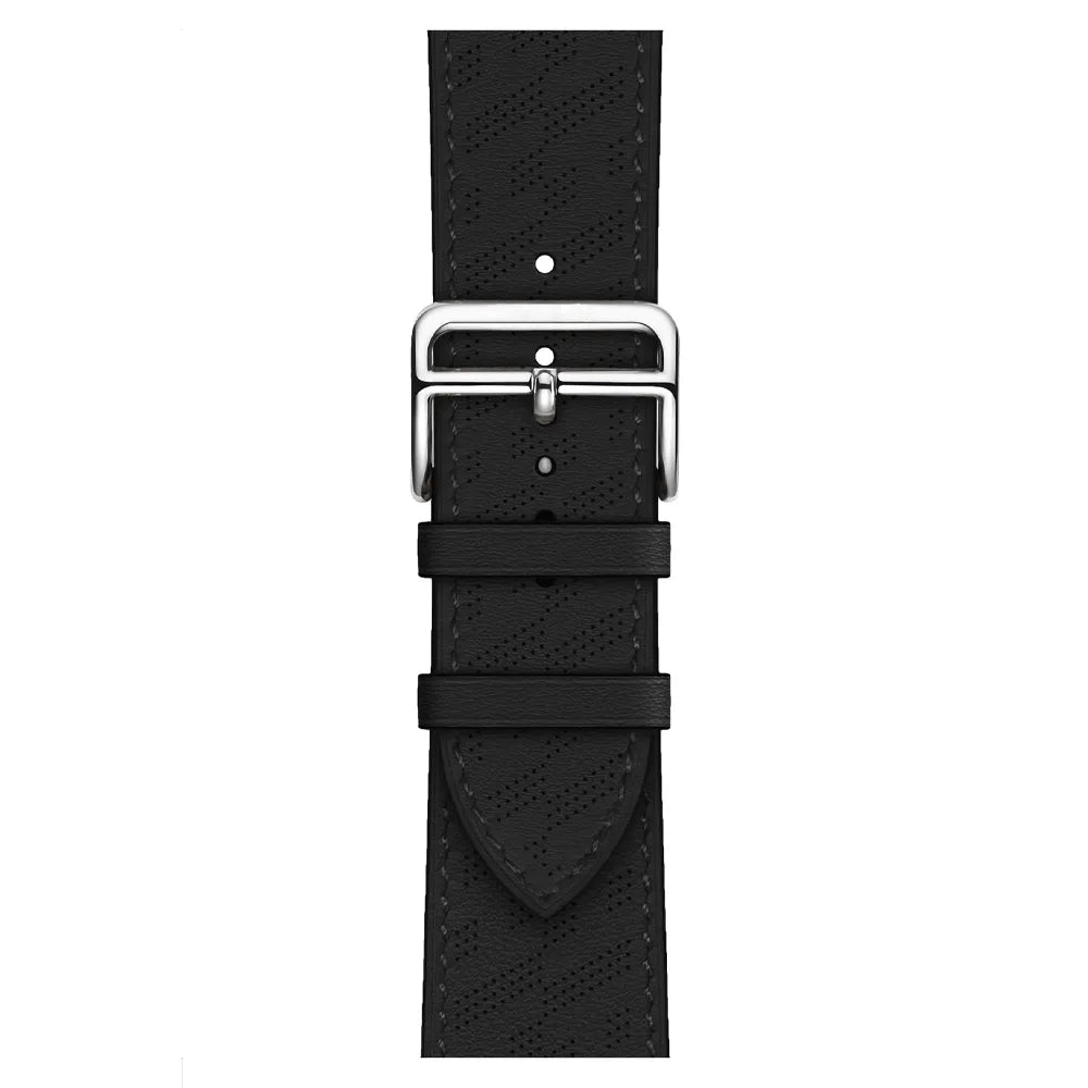 breathable Apple Watch leather band#color_black