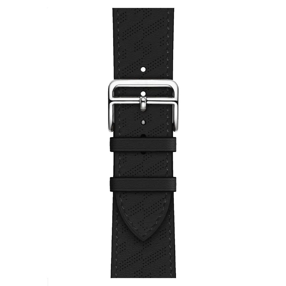 breathable Apple Watch leather band#color_black