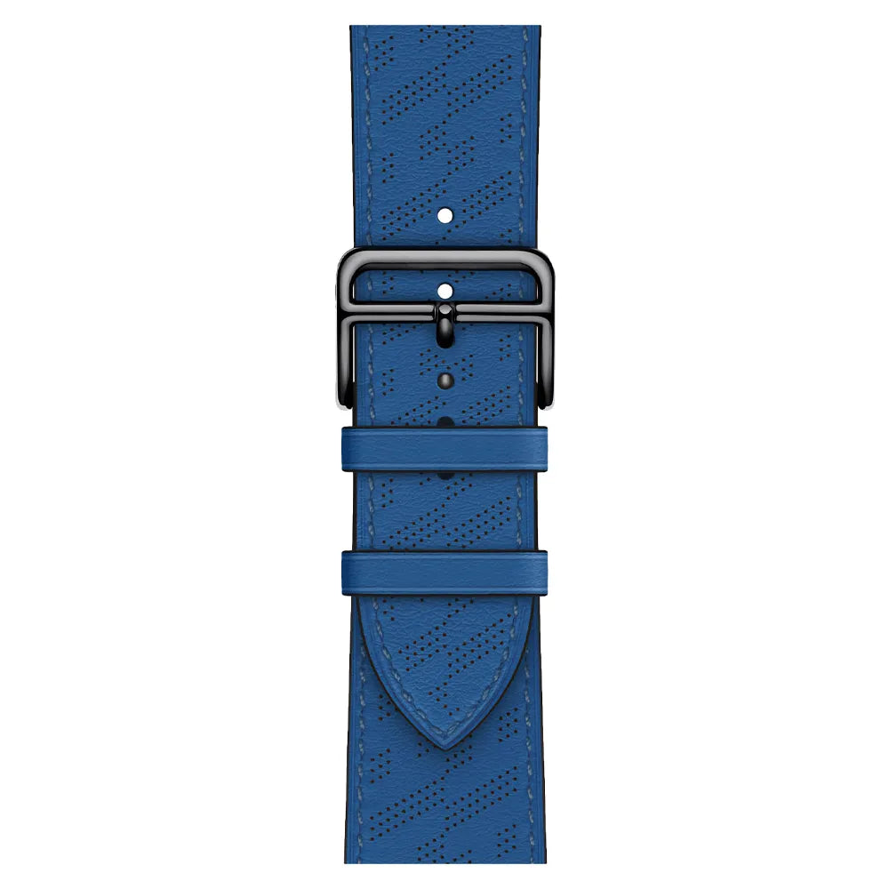 breathable Apple Watch leather band#color_blue