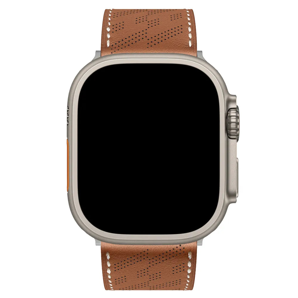 breathable Apple Watch leather band#color_brown