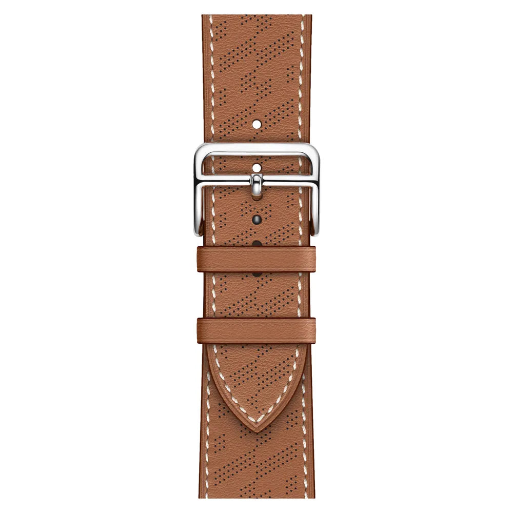 breathable Apple Watch leather band#color_brown