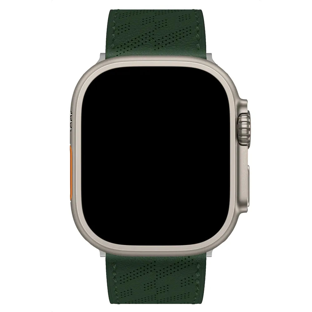 breathable Apple Watch leather band#color_green