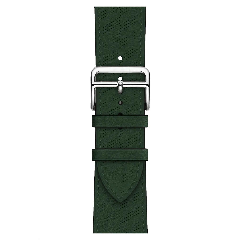 breathable Apple Watch leather band#color_green