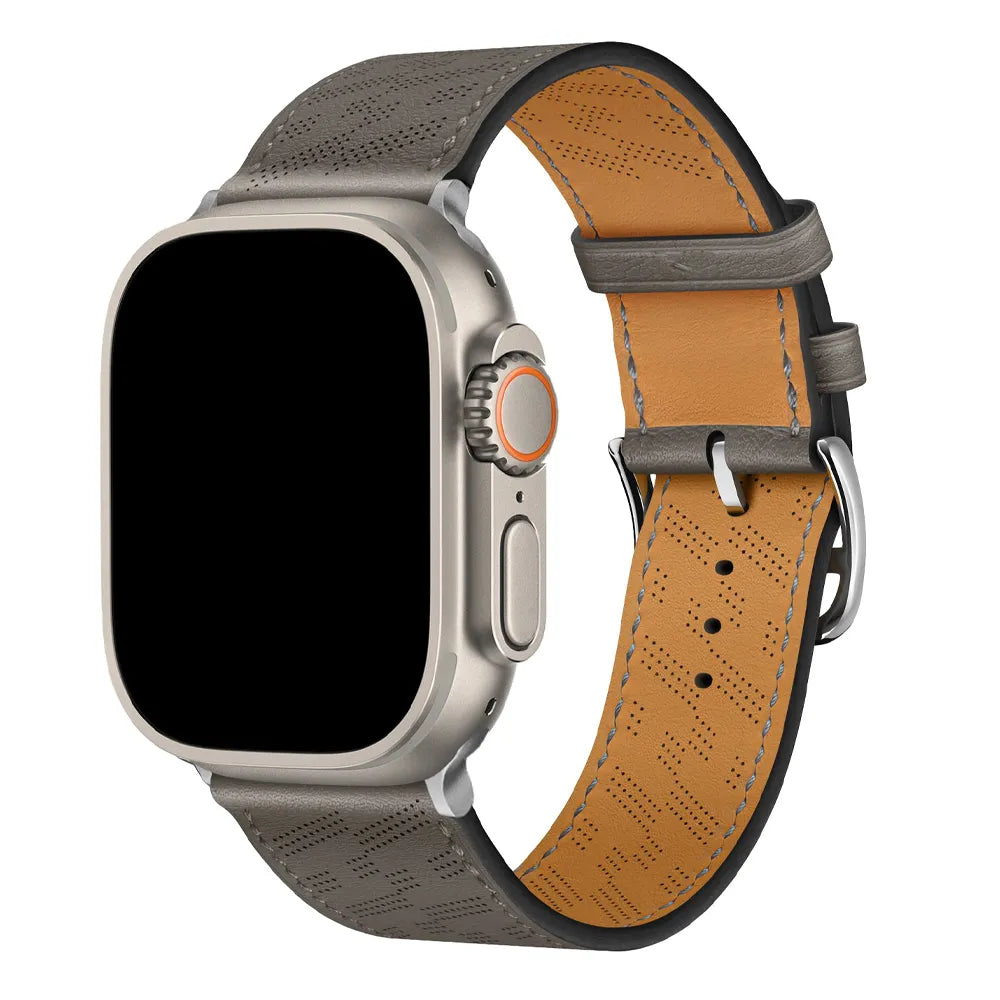 breathable Apple Watch leather band#color_gray
