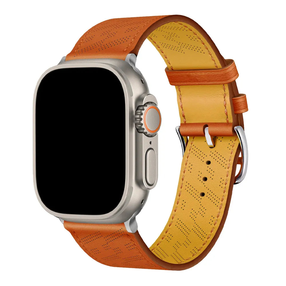 breathable Apple Watch leather band#color_orange