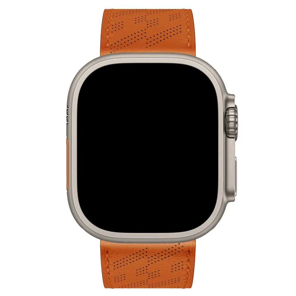 breathable Apple Watch leather band#color_orange