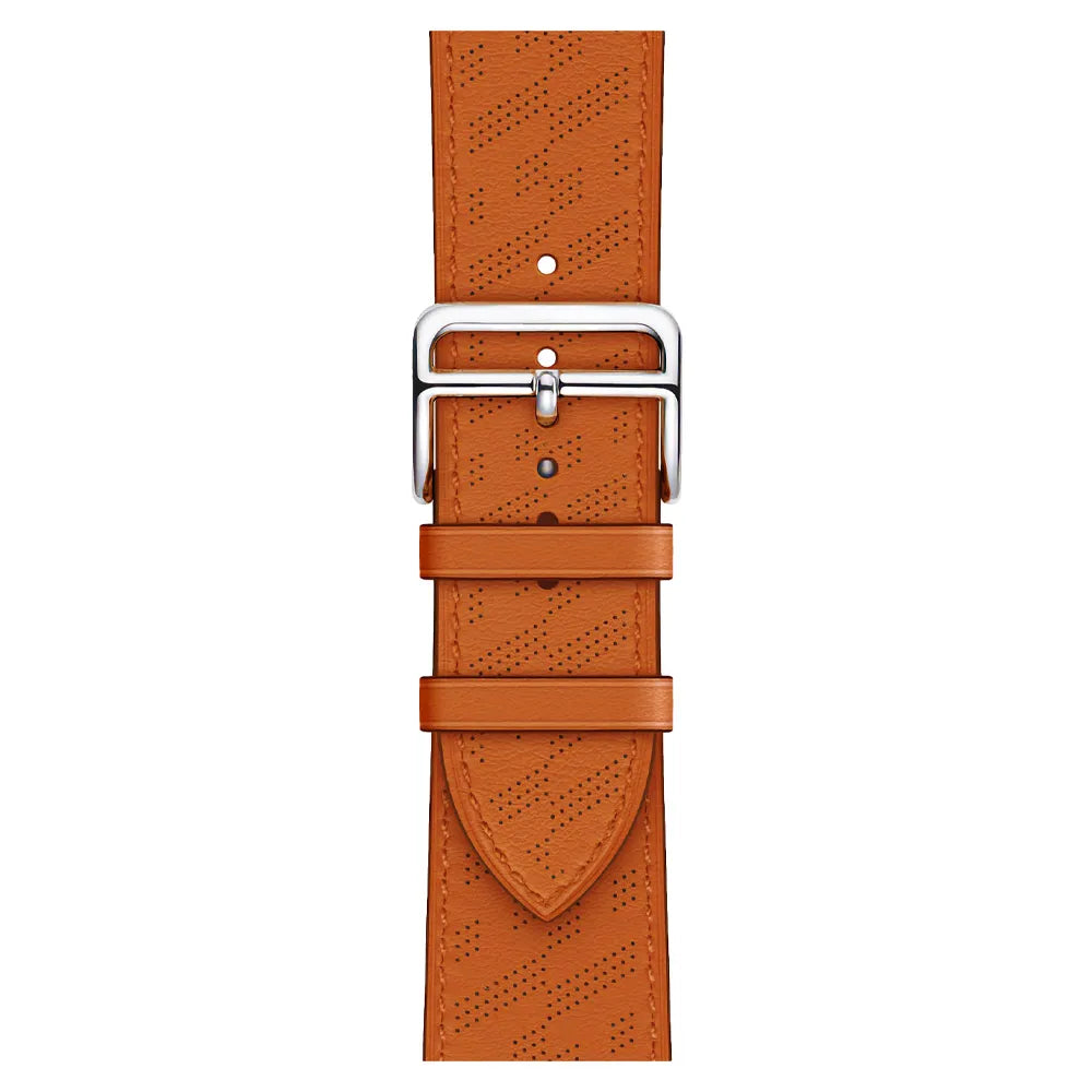 breathable Apple Watch leather band#color_orange