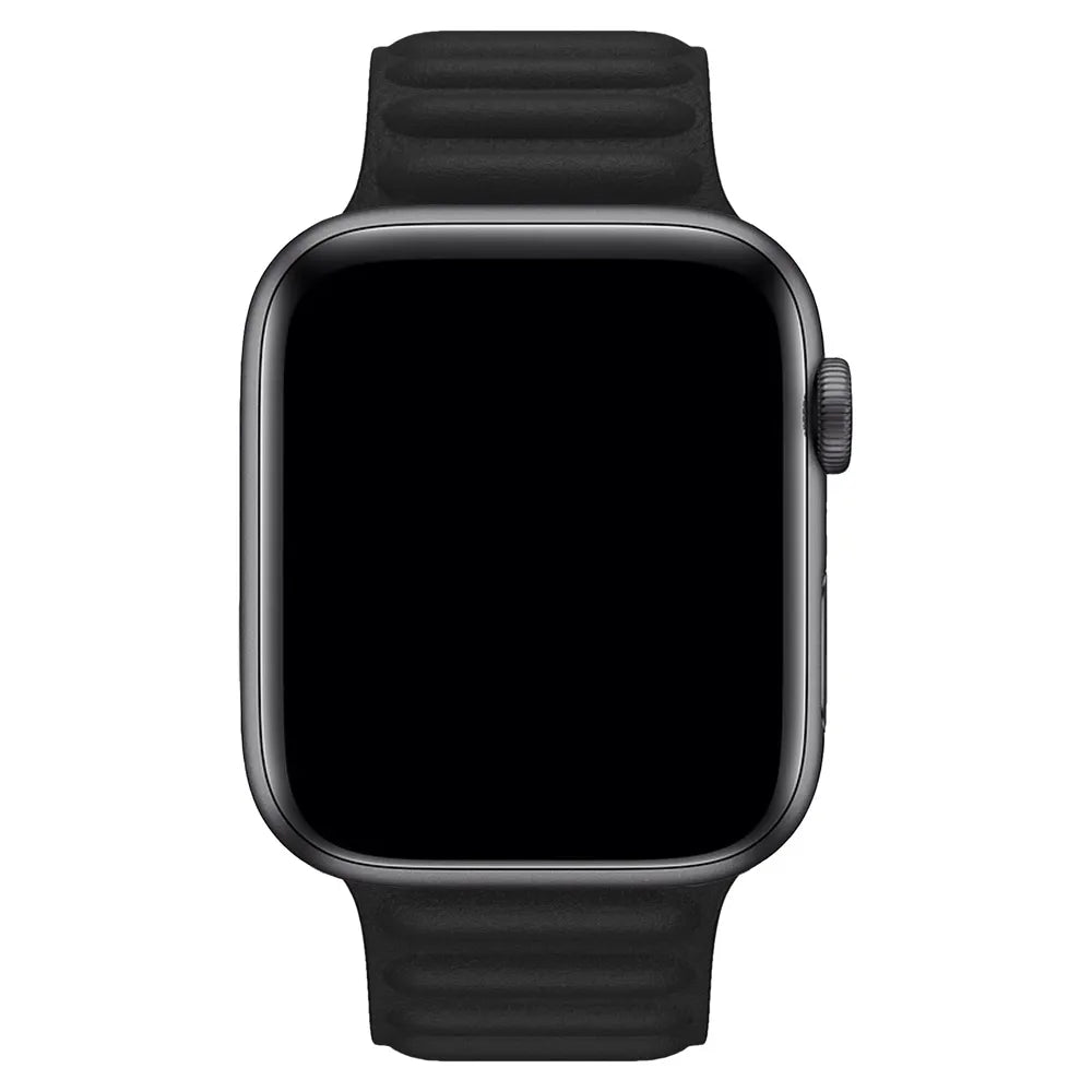 Apple Watch leather link band#color_black
