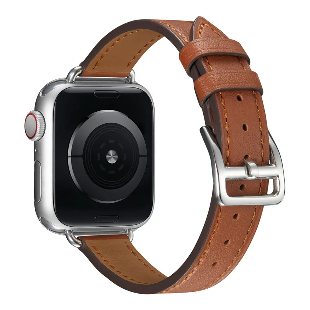 slim Apple Watch leather band#color_brown