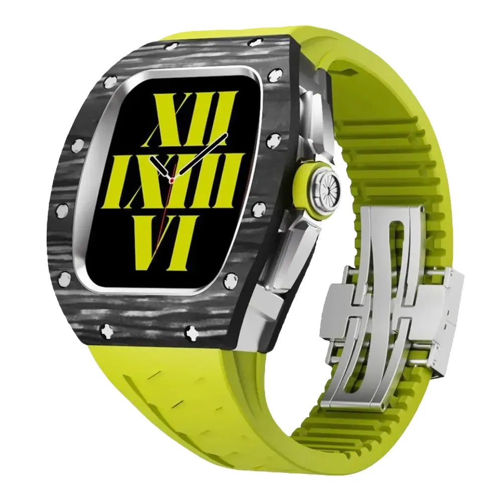 Richard Carbon Fiber Apple Watch Case Retrofit Kit - neon green#color_neon green