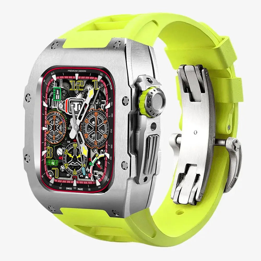 titanium Apple Watch Case retrofit kit - neon green#color_neon green