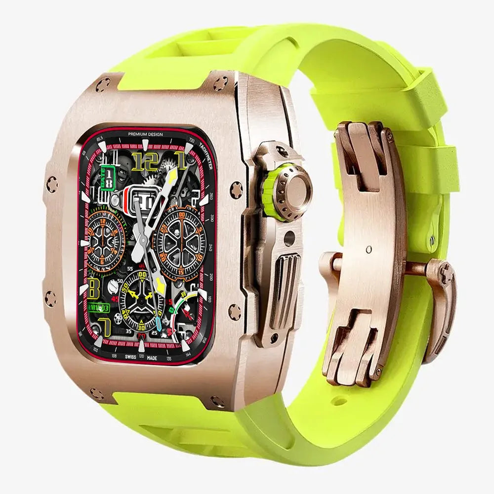 titanium Apple Watch Case retrofit kit - neon green#color_neon green