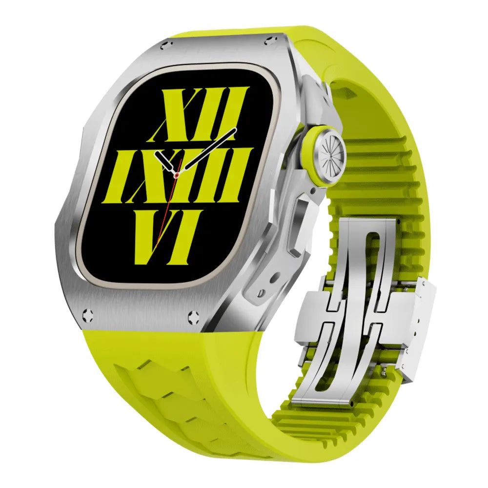 titanium Apple Watch Ultra case retrofit kit - neon green#color_neon green