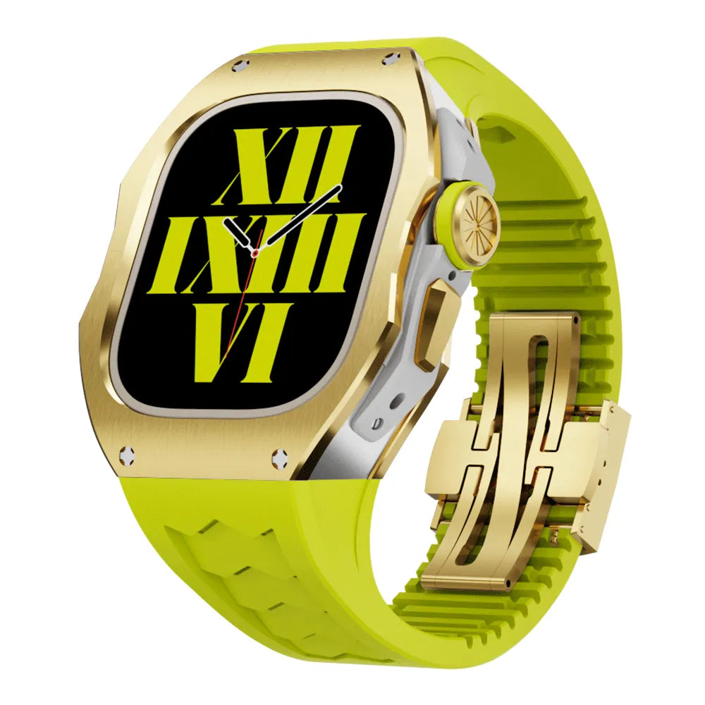 titanium Apple Watch Ultra case retrofit kit - neon green#color_neon green