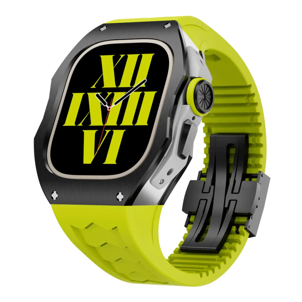 titanium Apple Watch Ultra case retrofit kit - neon green#color_neon green