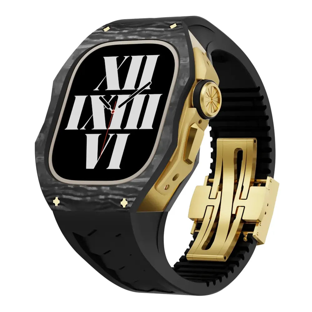 Carbon fiber Apple Watch Ultra case retrofit kit - black#color_black