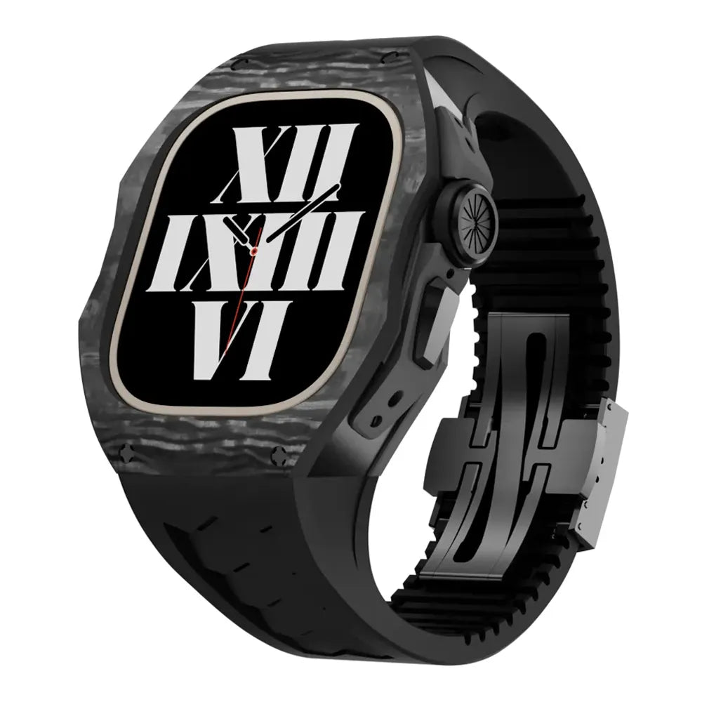 Carbon fiber Apple Watch Ultra case retrofit kit - black#color_black