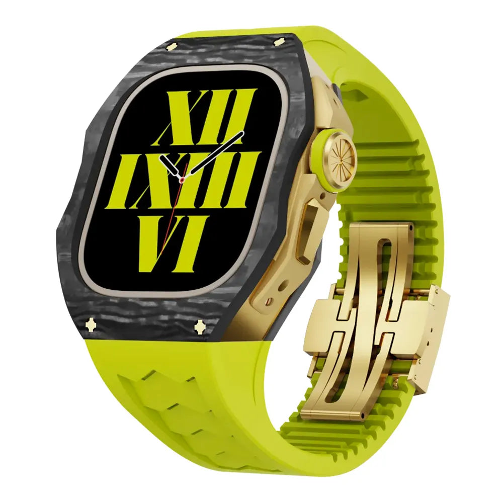 Carbon fiber Apple Watch Ultra case retrofit kit - neon green#color_neon green