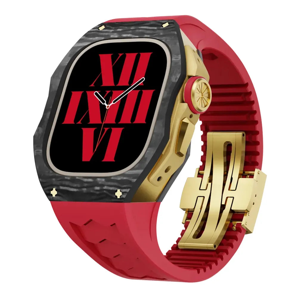 Carbon fiber Apple Watch Ultra case retrofit kit - red#color_red