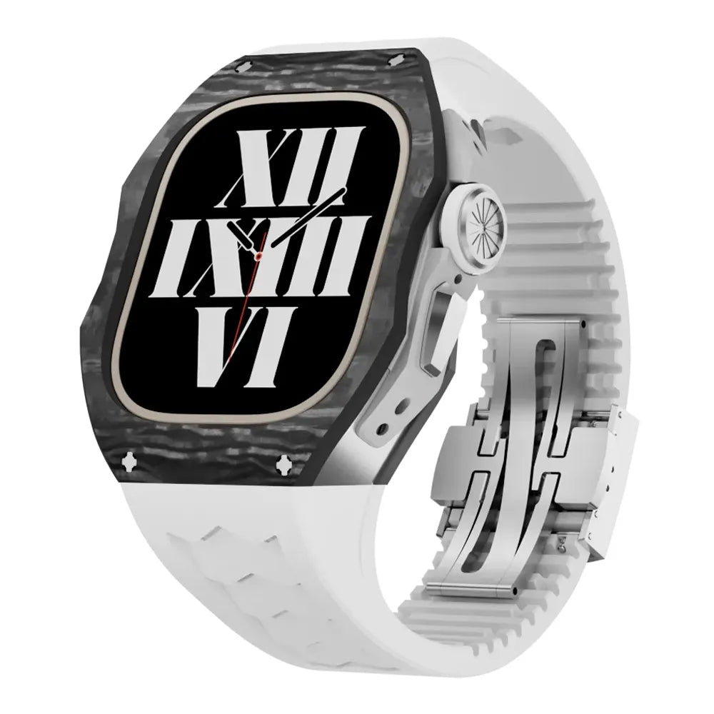 Carbon fiber Apple Watch Ultra case retrofit kit - white#color_white