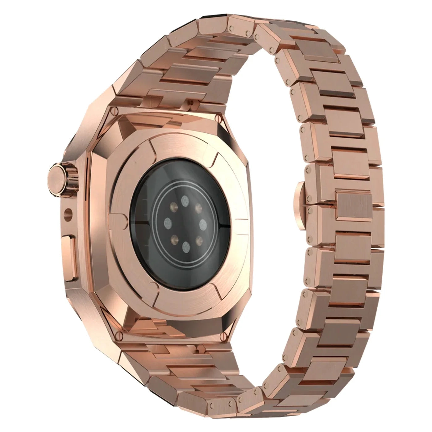 luxury Apple Watch case stainless steel band#color_rose gold