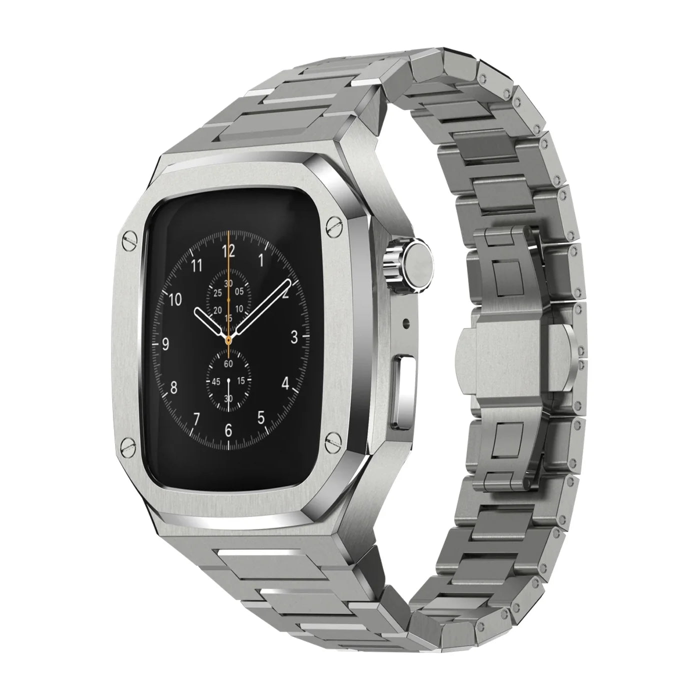 luxury Apple Watch case stainless steel band#color_silver