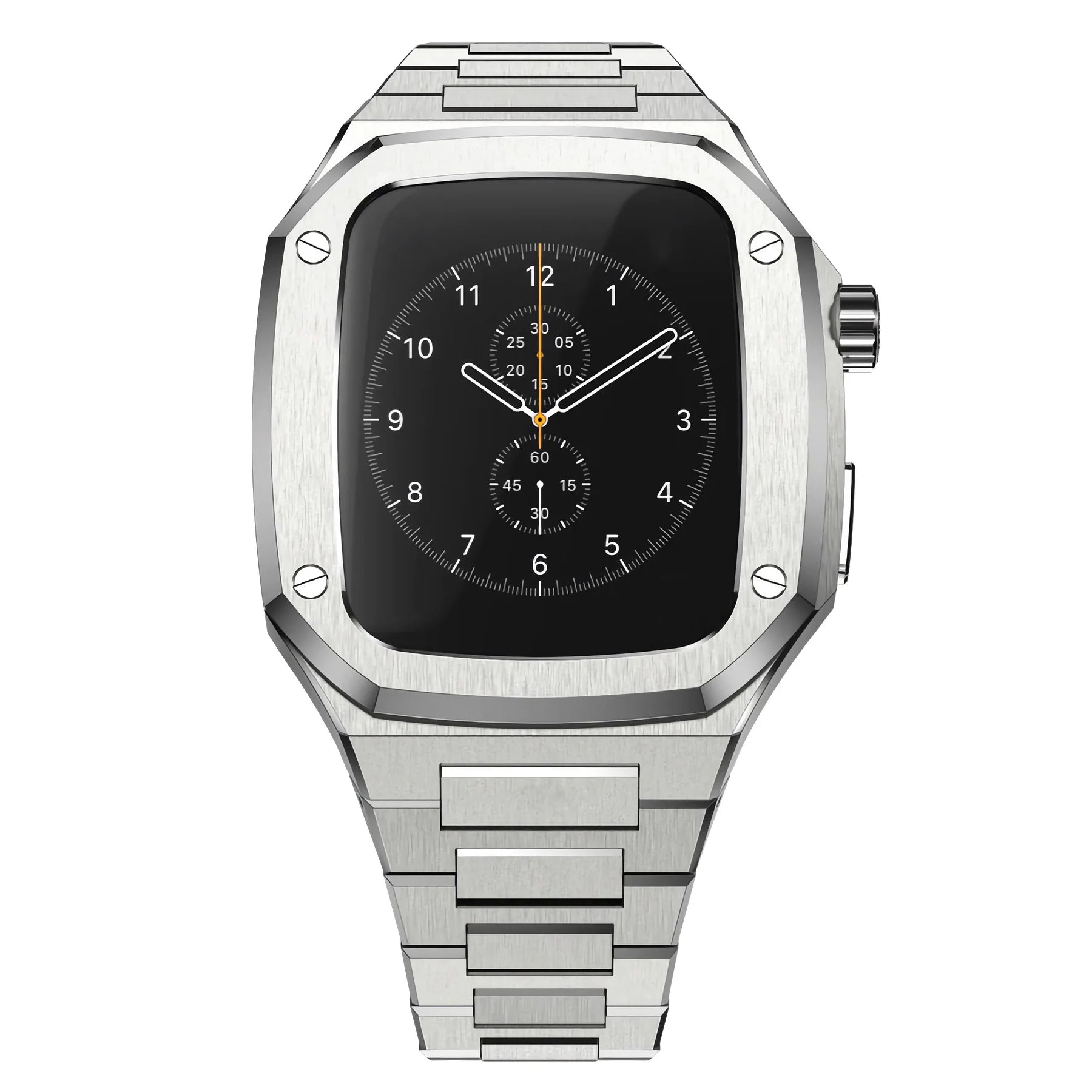 luxury Apple Watch case stainless steel band#color_silver