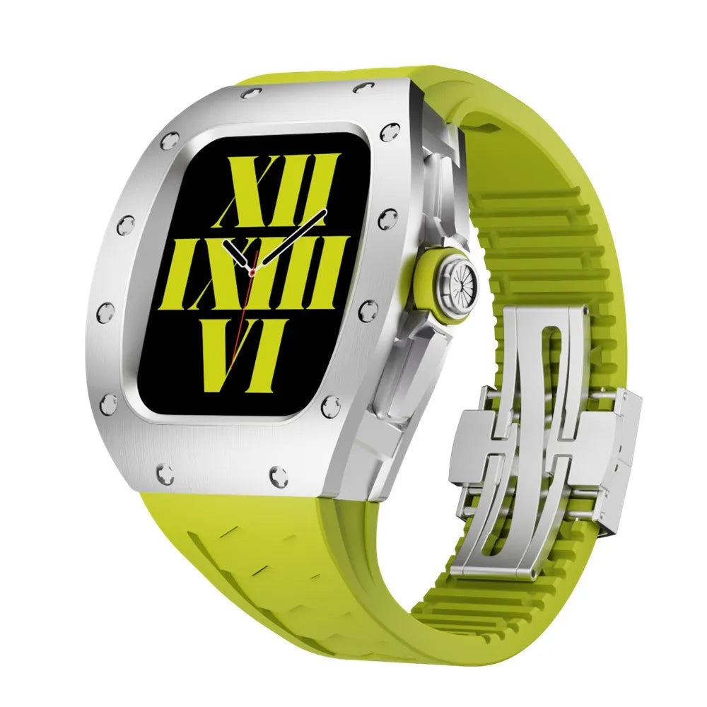 Richard titanium Apple Watch case retrofit kit - neon green#color_neon green