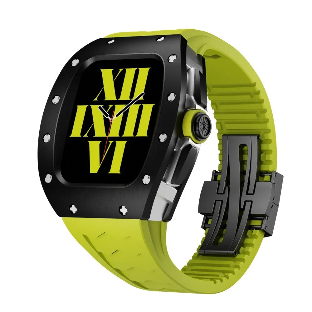 Richard titanium Apple Watch case retrofit kit - neon green#color_neon green